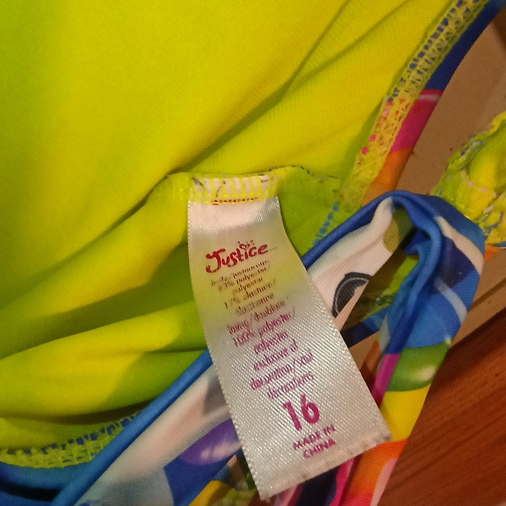 Justice Colorful Kids Swimwear with Flamingo and Rainbow Print Size 16 - Picture 5 of 5